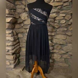 CLEARANCE Navy & Silver Strapless Chiffon Formal Dress | Winter Dance | Junior 9